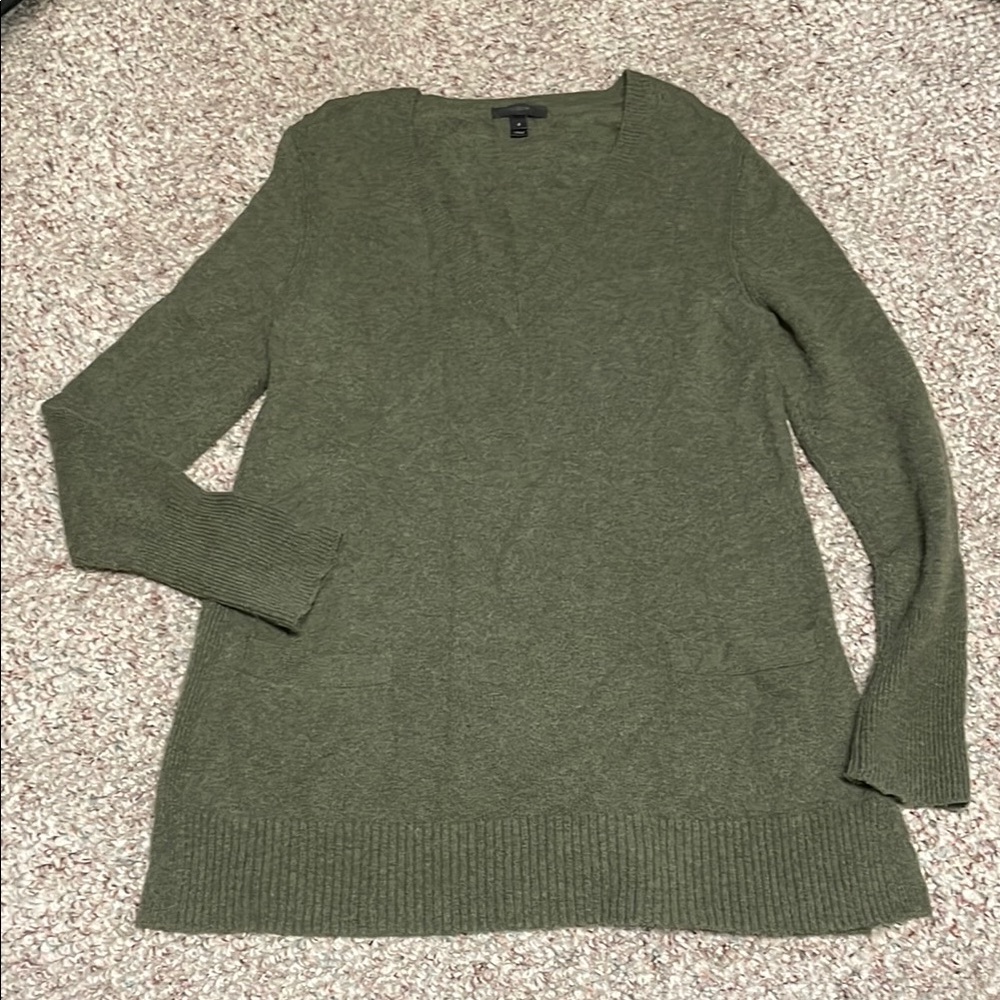 J crew wool/alpaca long open pocket v neck Women's Sweater with side slits